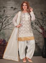 Cream Banglori Silk Party Wear Hand Work Readymade Salwar Suit